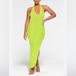 SKIMS Summer Mesh Lace Deep Plunge Long Dress